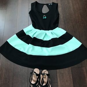 Black and mint green dress